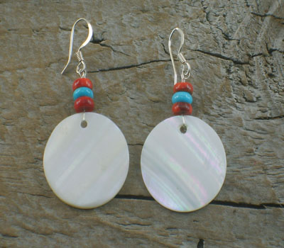 Native American Slab Earrings Mother of Pearl